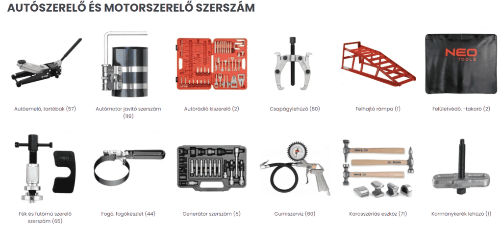 autószerelő szerszámok